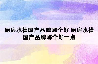 厨房水槽国产品牌哪个好 厨房水槽国产品牌哪个好一点